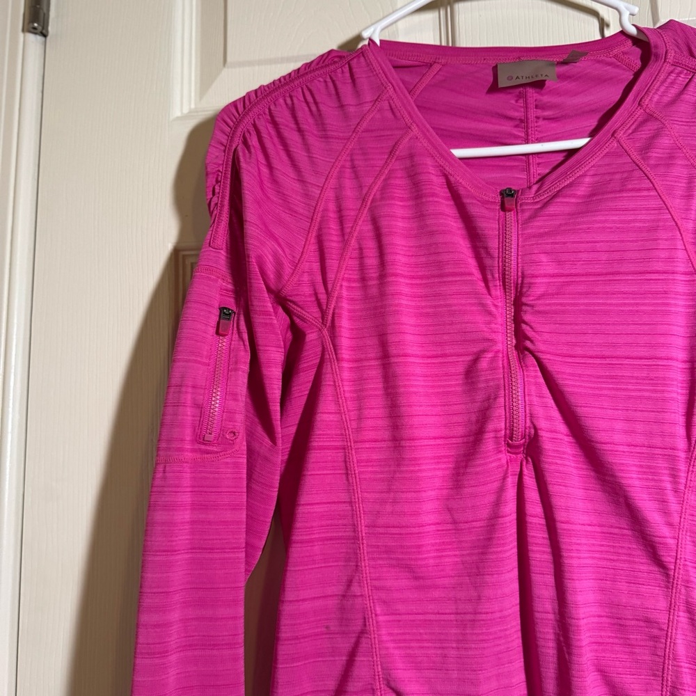 Athleta Pacifica UPF 50 Pink 1/2 Zip Long Sleeve Pullover Workout Swim Top Sz M - Picture 3 of 12